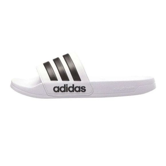 Adidas Mens Sz 10 Adilette Black White Shower Slide Open Toe Sandals NEW! - Picture 5 of 14